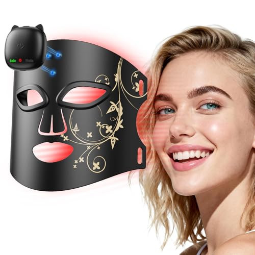 Novurial Red Light Therapy for Face, 850nm Infrared LED Face Mask Light Therapy with 280 LEDs, Cordless Red Light Therapy Device with 5 & 10 Min Timer, FDA Cleared Light Therapy Mask | Amazon (US)