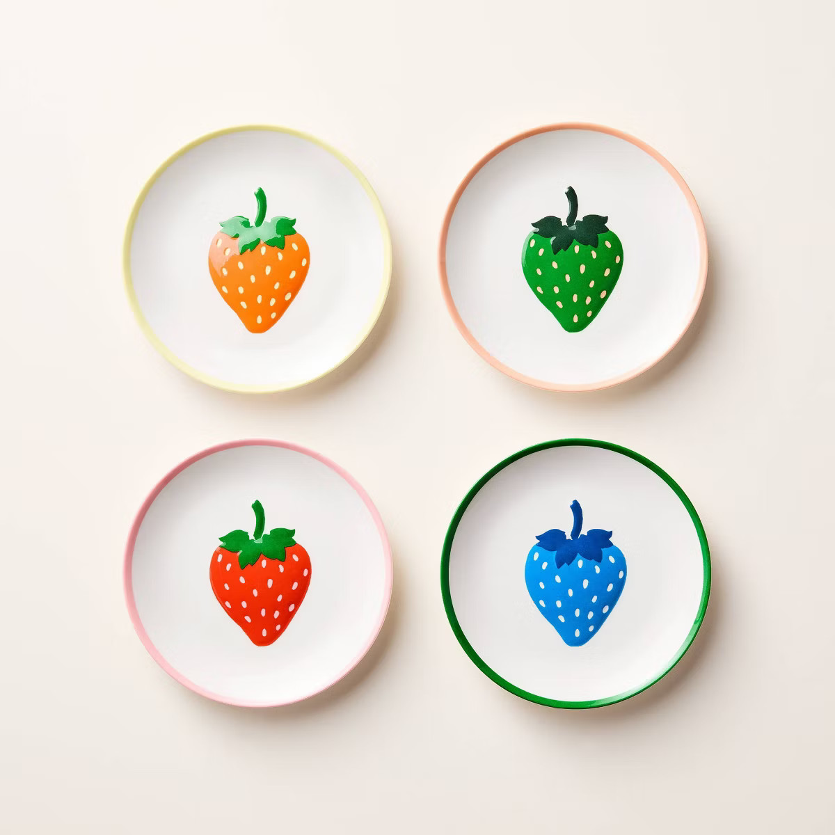 4pc Strawberry Melamine App Plate Set Blue/Green/Orange/Red/Cream - kate spade new york x Target | Target