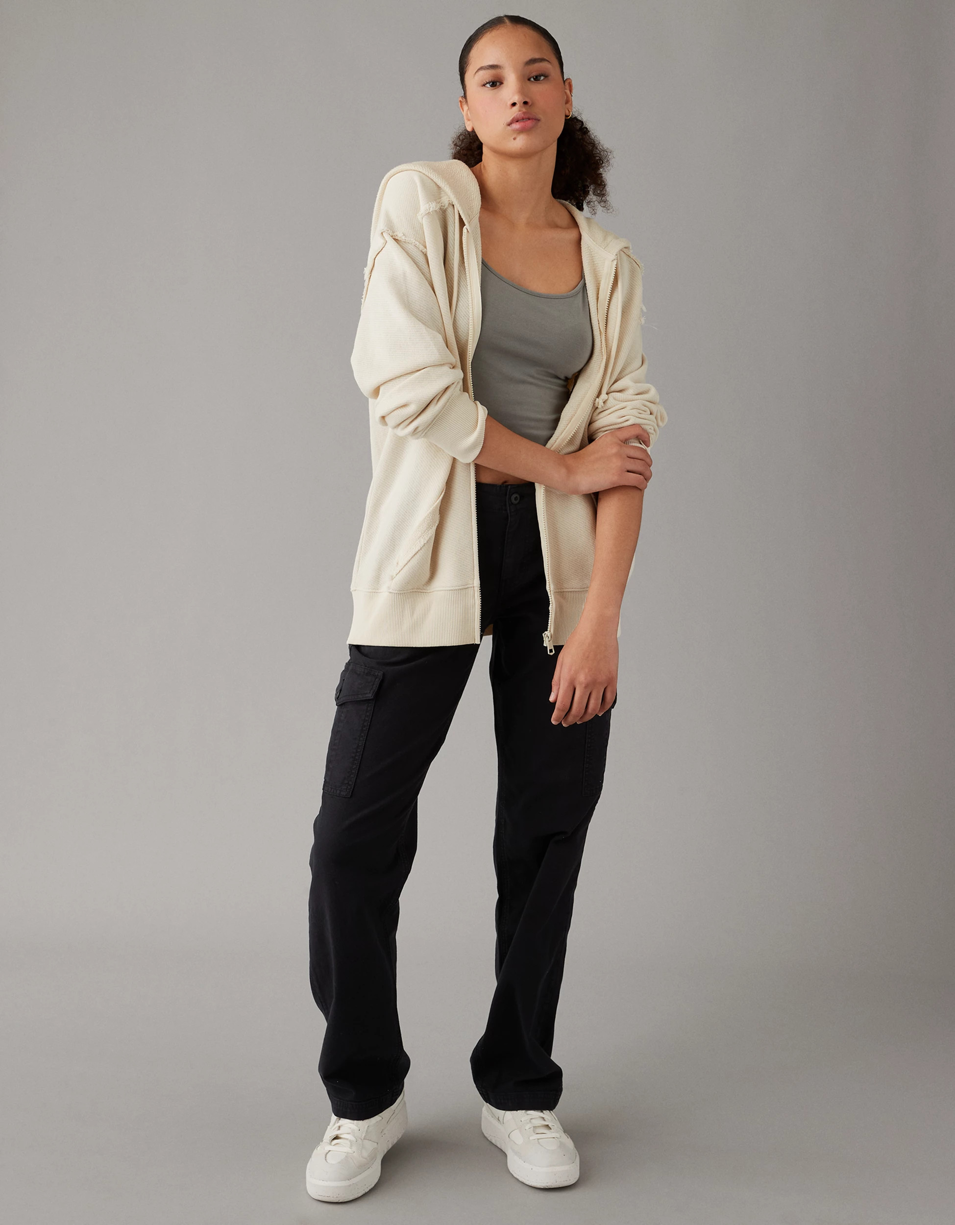 AE Oversized Washed Zip-Up Hoodie | American Eagle Outfitters (US & CA)