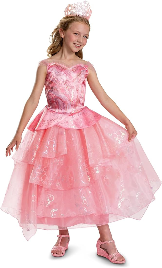 Disguise Girls Wicked Glinda Costume for Girls, Deluxe Official Wicked Pink Glinda Costume Dress | Amazon (US)