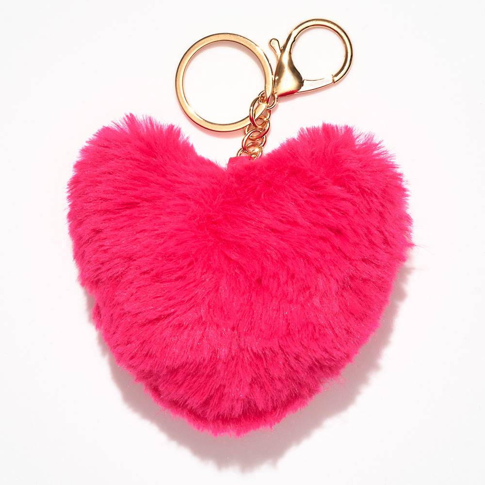 Pink Fuzzy Heart Keychain | Paper Source | Paper Source