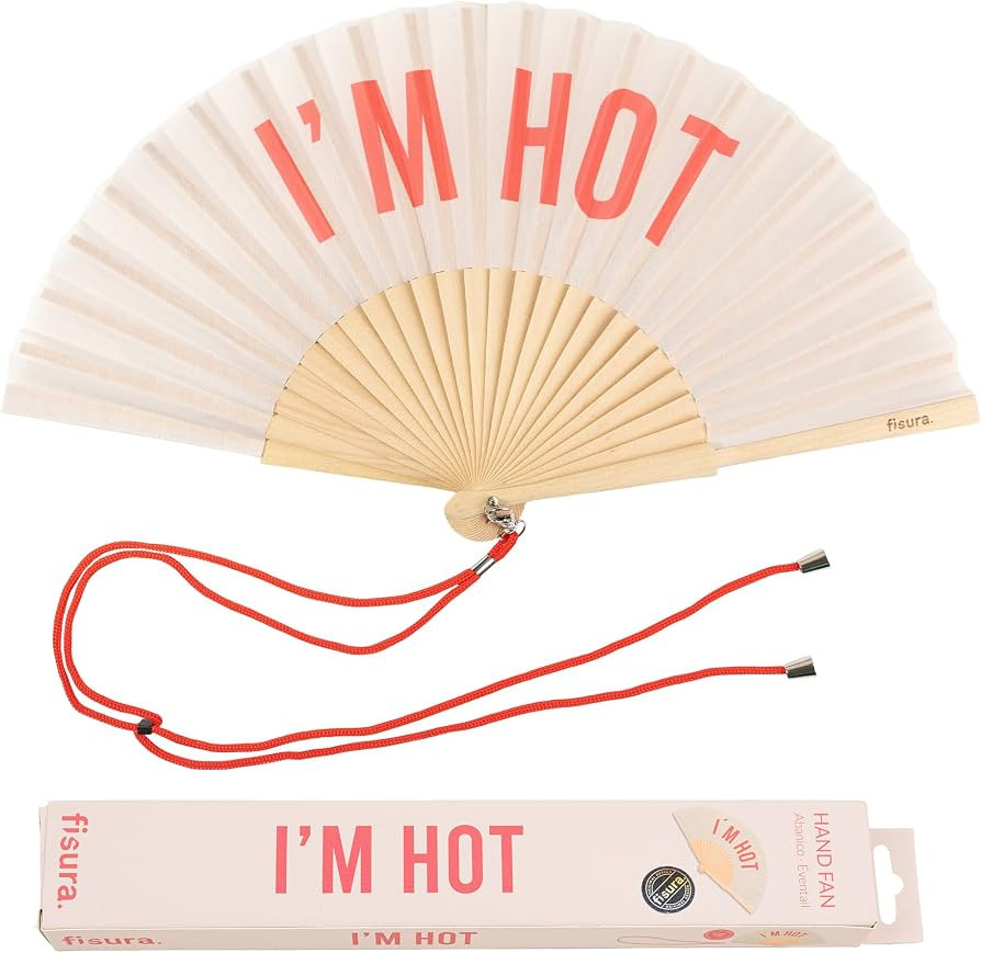 Fisura \u2013 Original folding fan with message I\u2019m h*t, wooden handheld fan for women, perf... | Amazon (US)