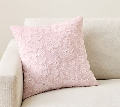 Glinda Beading Floral Decorative Pillow | Pottery Barn (US)
