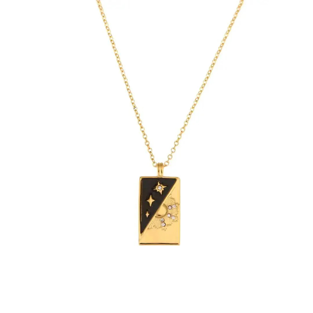Sun, Moon & Stars Necklace- Black - Ahava J | Ahava Jewels