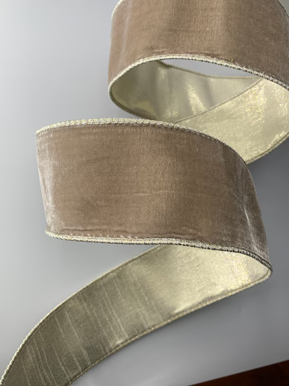 2.5 Velvet Luster Ribbon  Platinum  Farrisilk  - Etsy | Etsy (US)