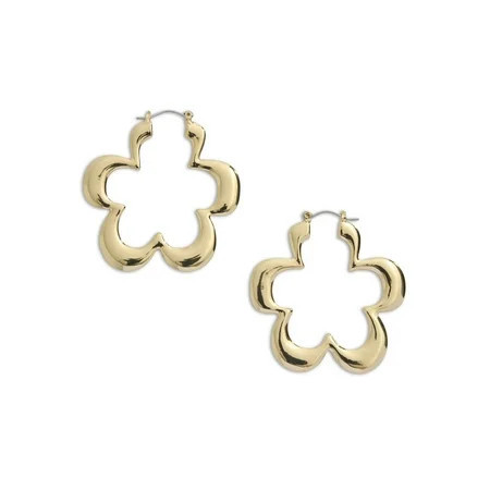 Madden NYC Women's Gold-Tone Flower Hoop Earrings | Walmart (US)