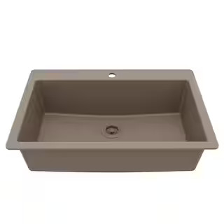QT-812 Quartz/Granite 33 in. Large Single Bowl Drop-In Kitchen Sink in Concrete | The Home Depot