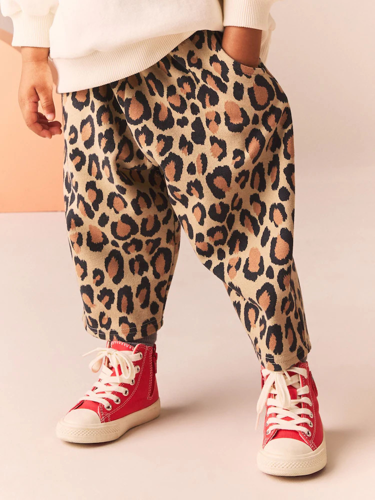 Animal Leopard Print Textured Barrel Leg Trousers (3mths-7yrs) | Next US