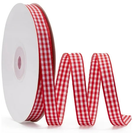 NOGIS Red Gingham Ribbon, 0.4 inch x 50Yd Red and White Thin Crafts Ribbon Buffalo Checker Ribbon... | Walmart (US)