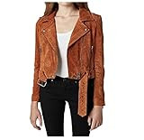 [BLANKNYC] womens Luxury Clothing Cropped Suede Leather Motorcycle Jackets, Comfortable & Stylish Coats, El Dorado, Medium | Amazon (US)
