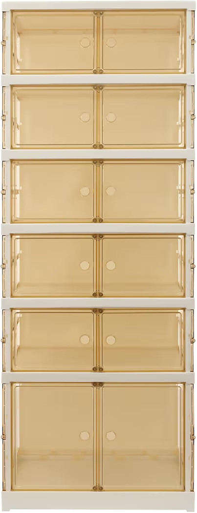 Transparent Double-Row, 6-Tier Foldable Shoe Cabinet with Wheels - White | Amazon (US)