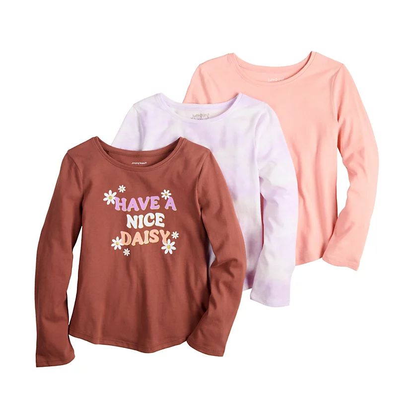 Toddler Girl Jumping Beans® 3-Pack Long Sleeve Basic Shirttail Tee | Kohl's