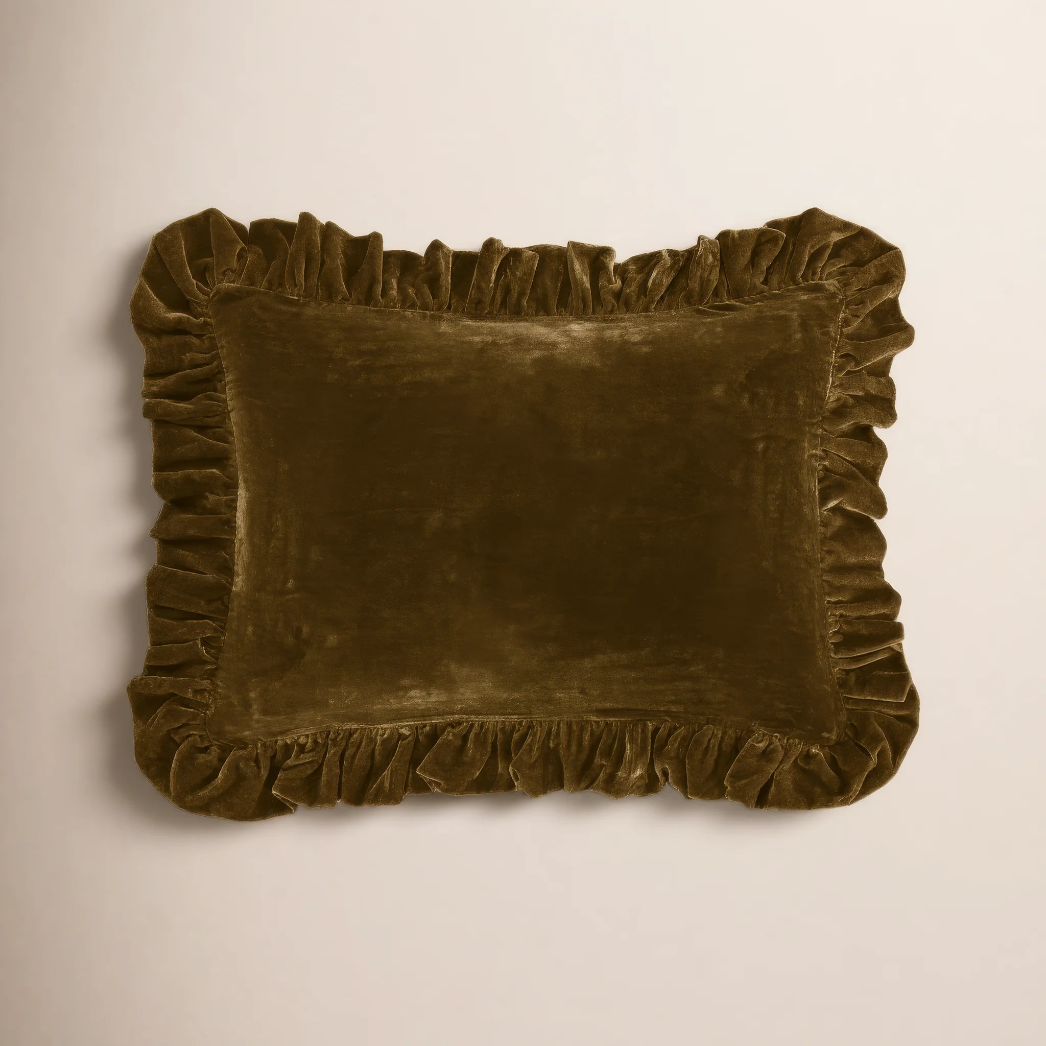 Stella Solid Faux Silk Velvet Ruffled Romantic Western 16x21 inch Oblong Pillow | Wayfair North America