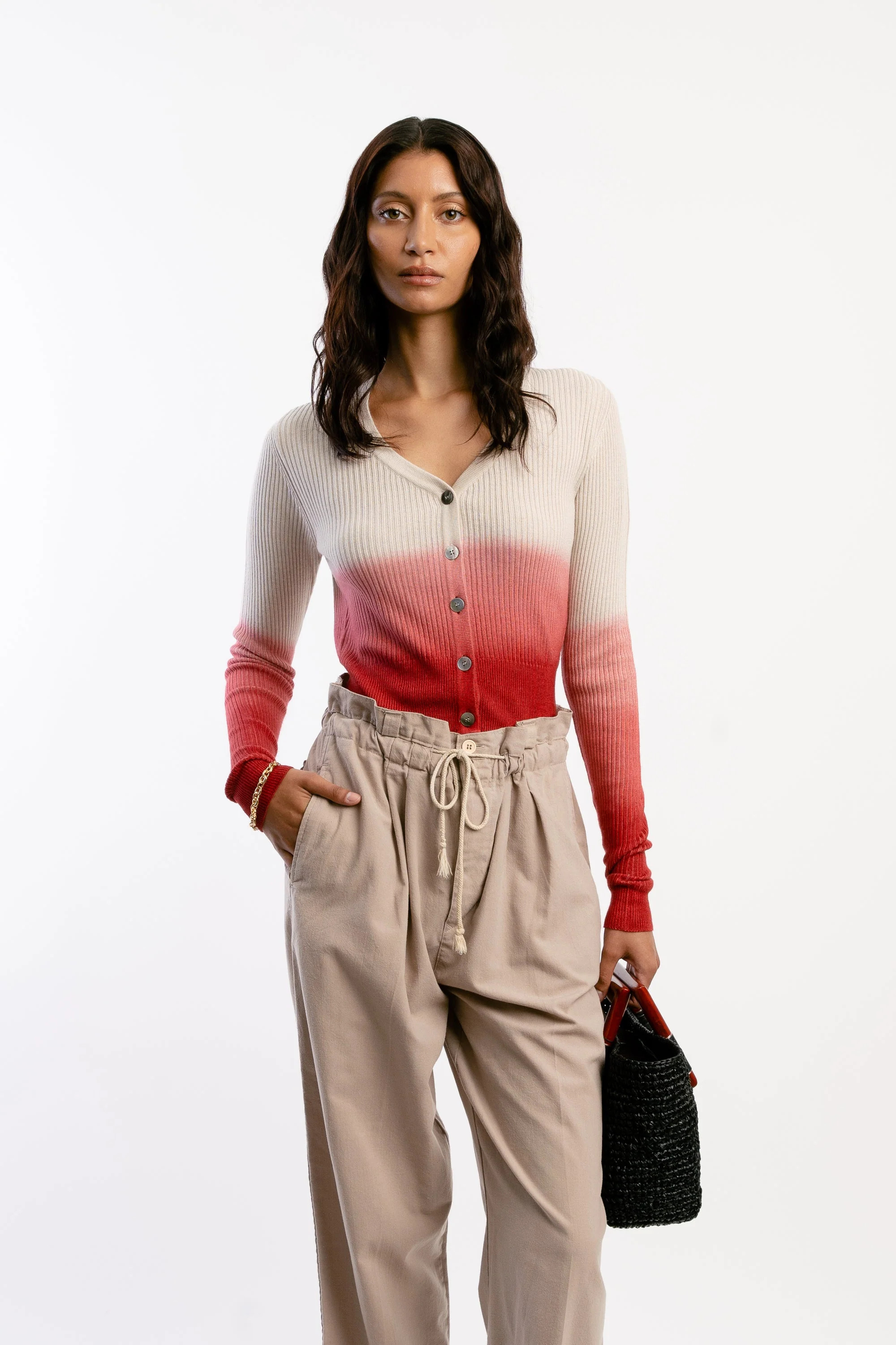 Women's Silk Wool Cashmere Lydia Ribbed Cardigan | OO-TO