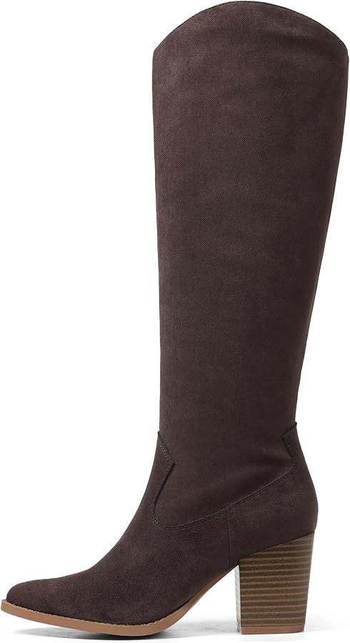 MeiLuSi Womens Knee High Boots Pointed Toe Suede Boots Chunky Heel Faux Slouchy Shoes Tall Fall 2... | Amazon (US)