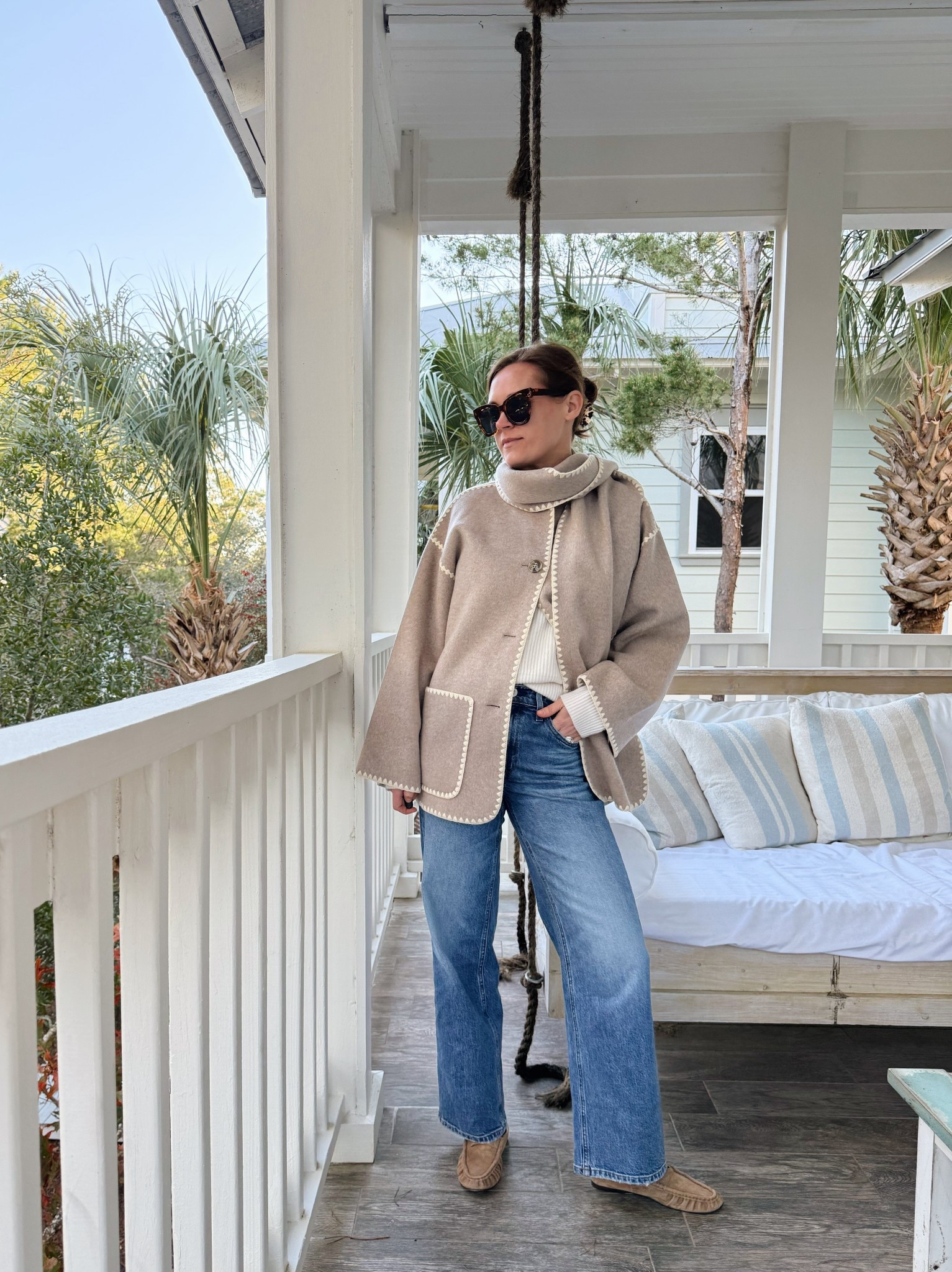 Sweater size small
Jacket size XS
Jeans went up a size, 26 in SHORT inseam for my 5’4 frame

@Quince @Steve Madden US @nordstrom 

#LTKootd #LTKdayinmylife #LTKgrwm