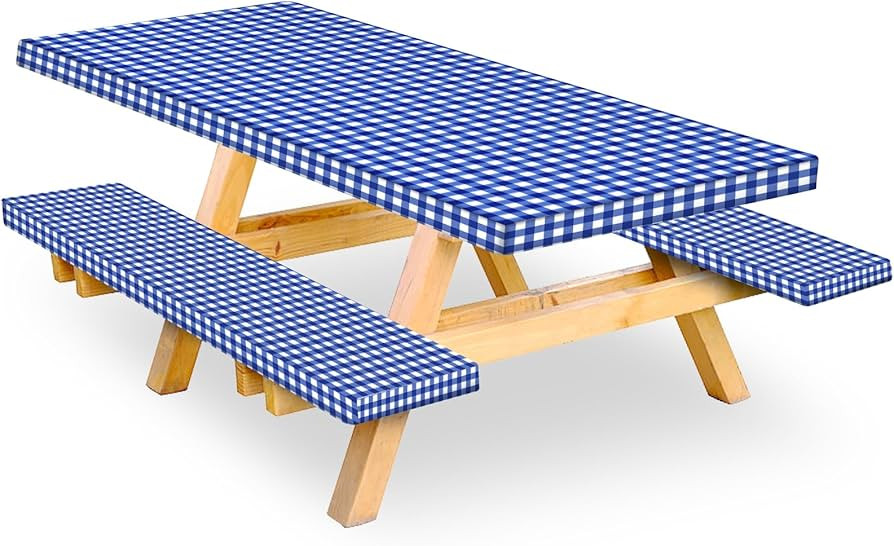Raweao Picnic Table Cover with Bench Covers - 3 Piece Fitted Picnic Table Cover with Elastic Band... | Amazon (US)
