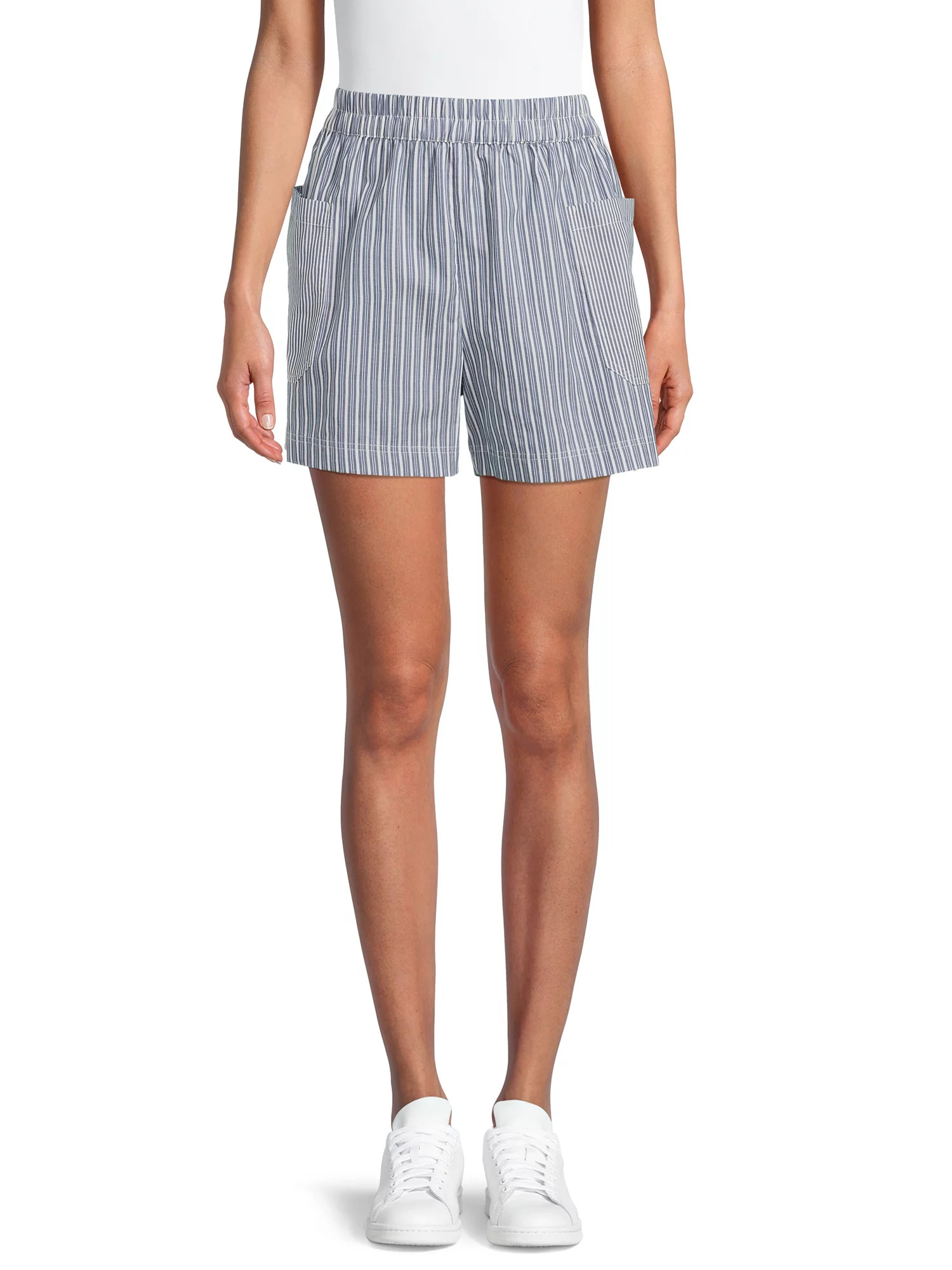 Time and Tru Women's Mixed Stripe Pull-On Short, Sizes XS-XXXL (Women's and Women's Plus) | Walmart (US)