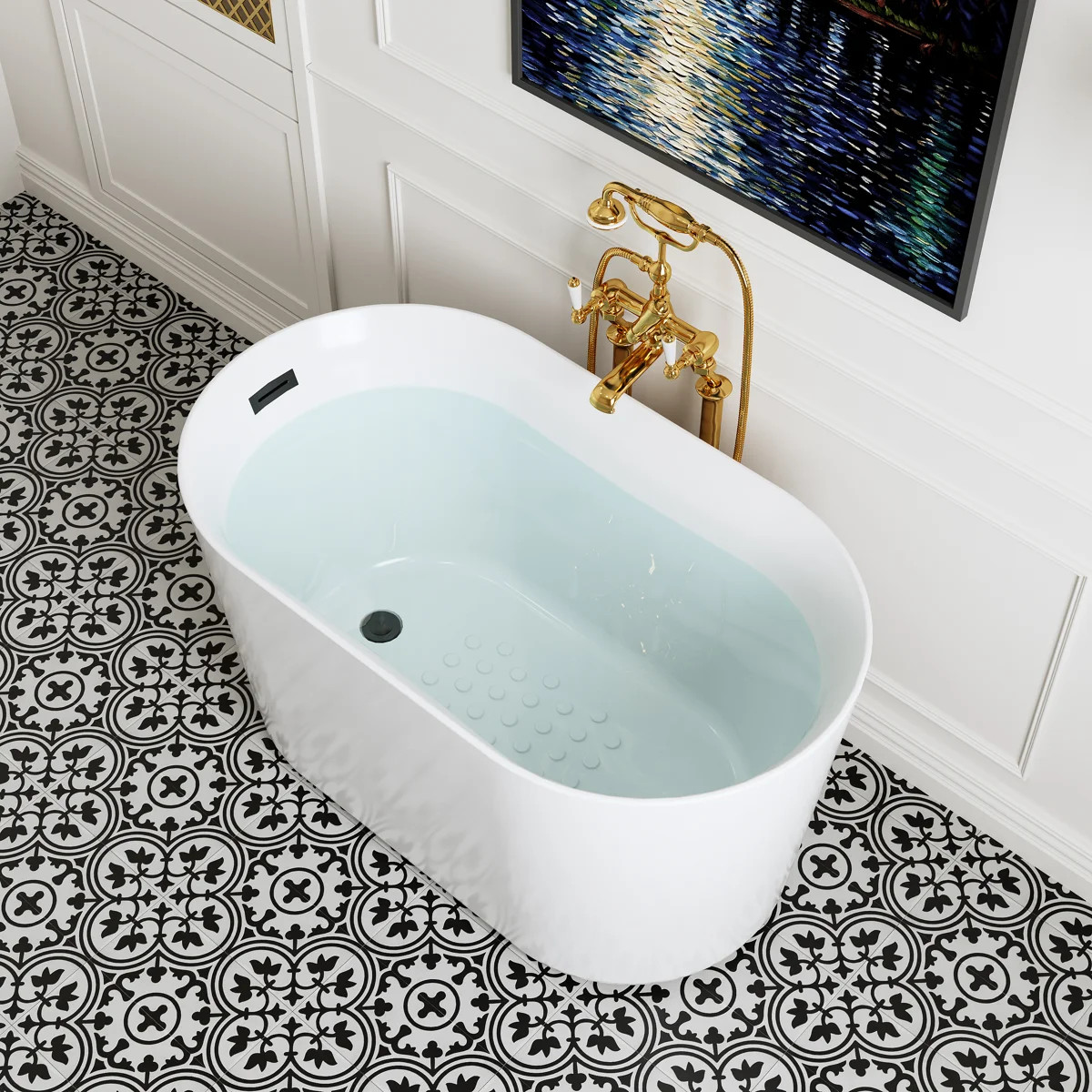 47'' x 27'' Freestanding Soaking Acrylic Bathtub with Side Drain TU47-MBN | Wayfair North America