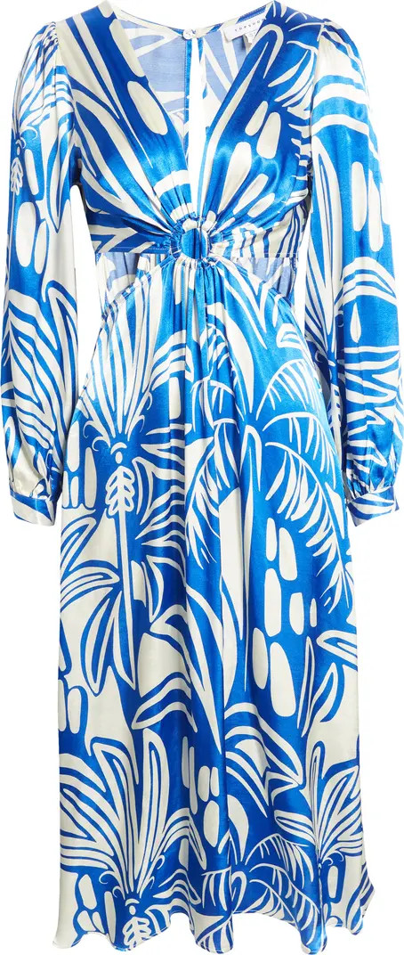 Plunge Neck Ring Detail Long Sleeve Dress | Nordstrom