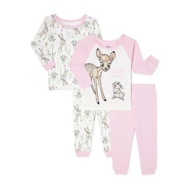 Bambi Exclusive Baby & Toddler Girl Cotton Pajama Set,4-Piece, Sizes 2T-5T - Walmart.com | Walmart (US)