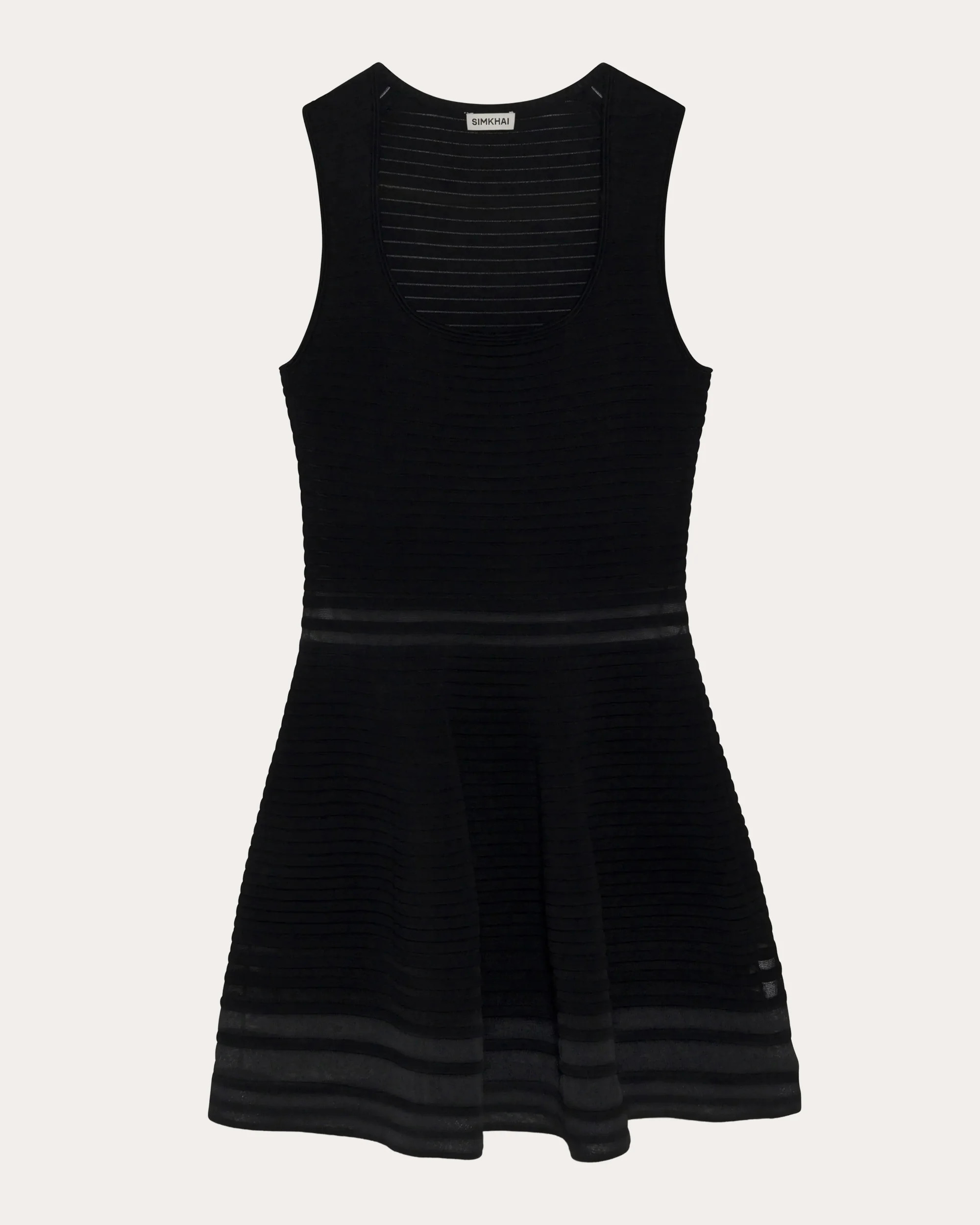 SIMKHAI Women's Lottie Ribbed Illusion Knit Mini Dress in Black Nylon/Rayon/Polyester | Olivela