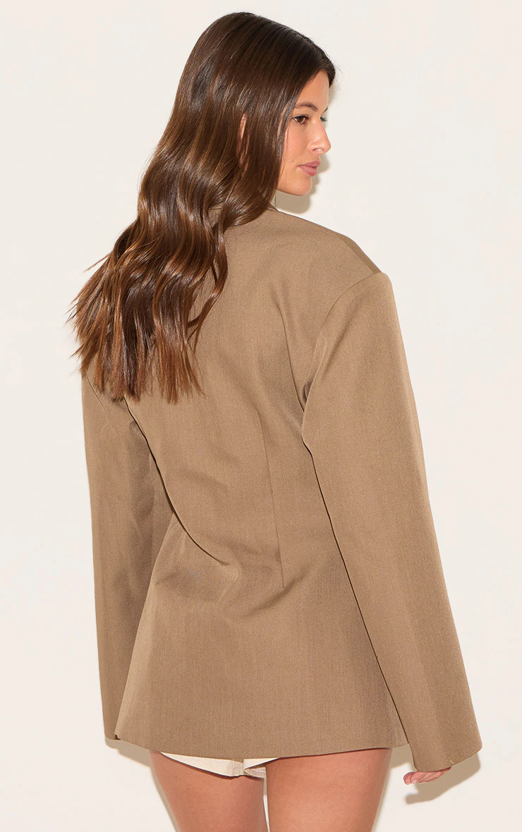 Taupe Tailored Cinched Waist Blazer | Outerwear | PrettyLittleThing UK