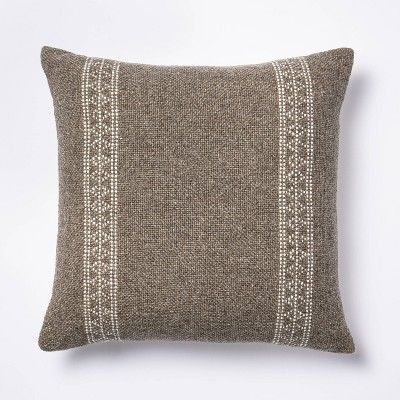 Woven Wool Cotton Square Throw Pillow Brown/Cream - Threshold™ designed with Studio McGee | Target