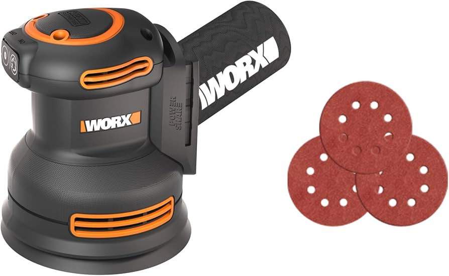 WORX 20 V WX823L.9 Cordless Random Orbital Sanders, Brushless Sander Cordless, 150/120/80 Grit sa... | Amazon (US)