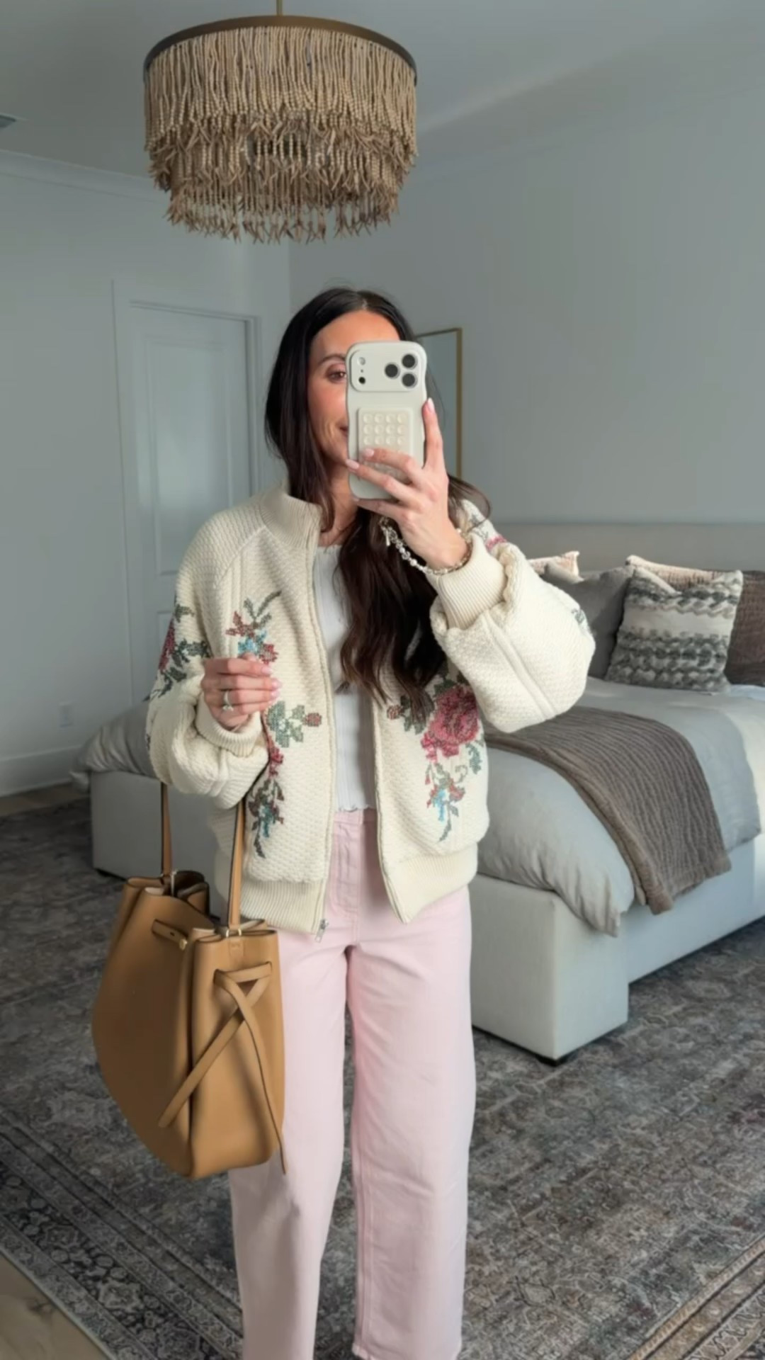Cute spring outfit, floral bomber jacket, target clothing, pink jeans, tory burch bag, annabrstyle

#LTKootd #LTKOver40