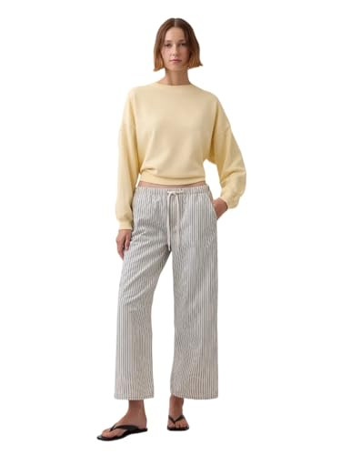 GAP Women's Pull-On Low Rise Loose Cropped Denim, Black Milk Stripe, Medium | Amazon (US)