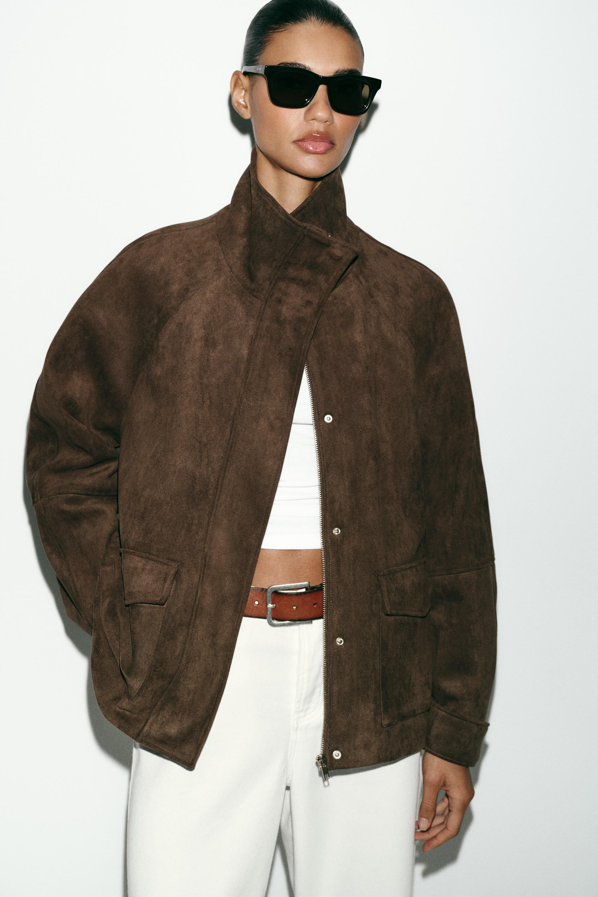 FAUX SUEDE JACKET WITH POCKETS | Zara UK