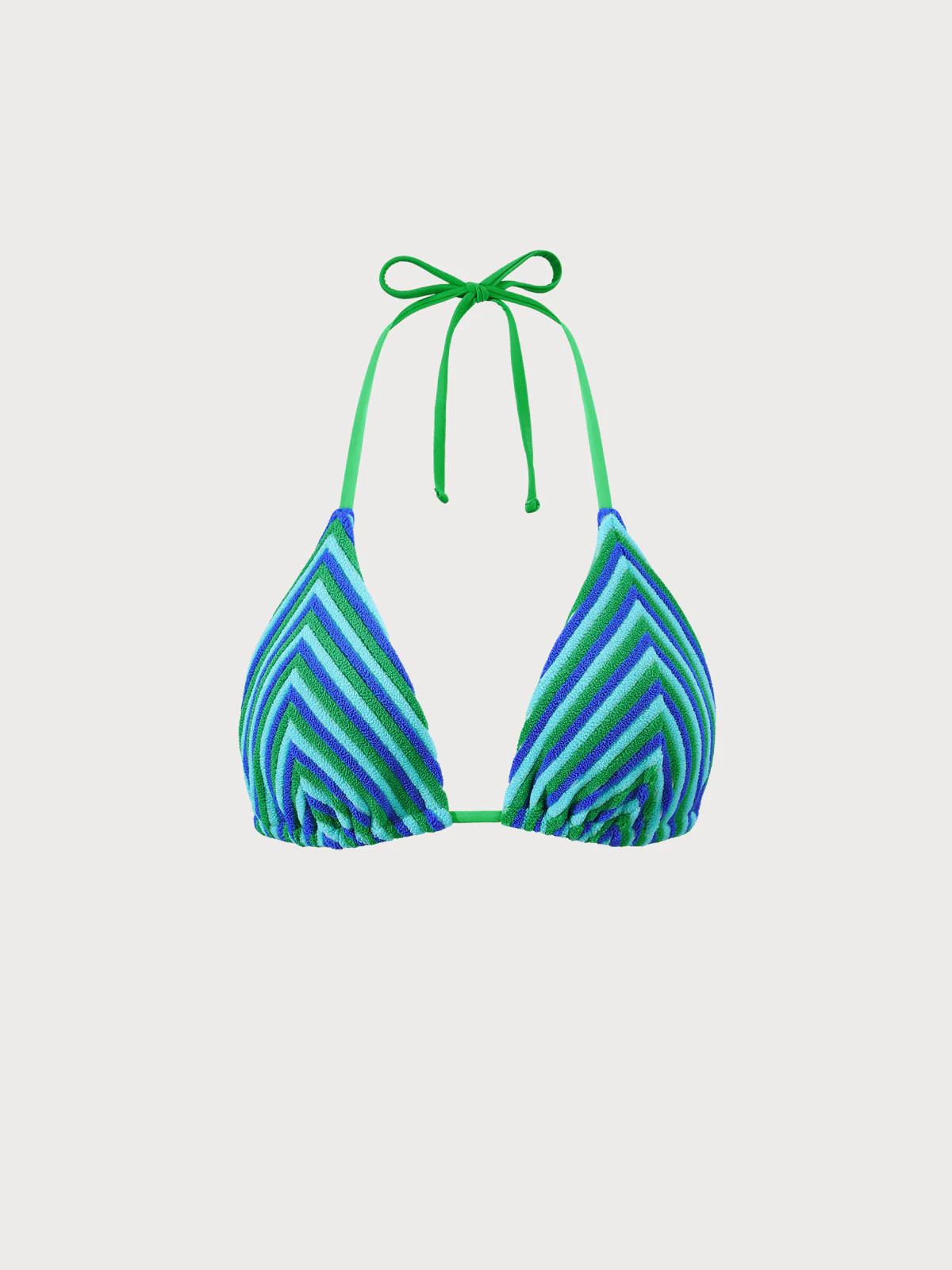 Blue Plush Texture Stripe Halter Bikini Top & Reviews - Multi - Sustainable Bikinis | BERLOOK | BERLOOK