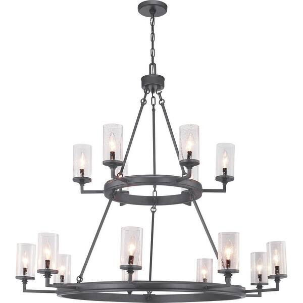 Gresham Collection 15-Light Graphite Clear Seeded Glass Farmhouse Chandelier Light - N/A | Bed Bath & Beyond