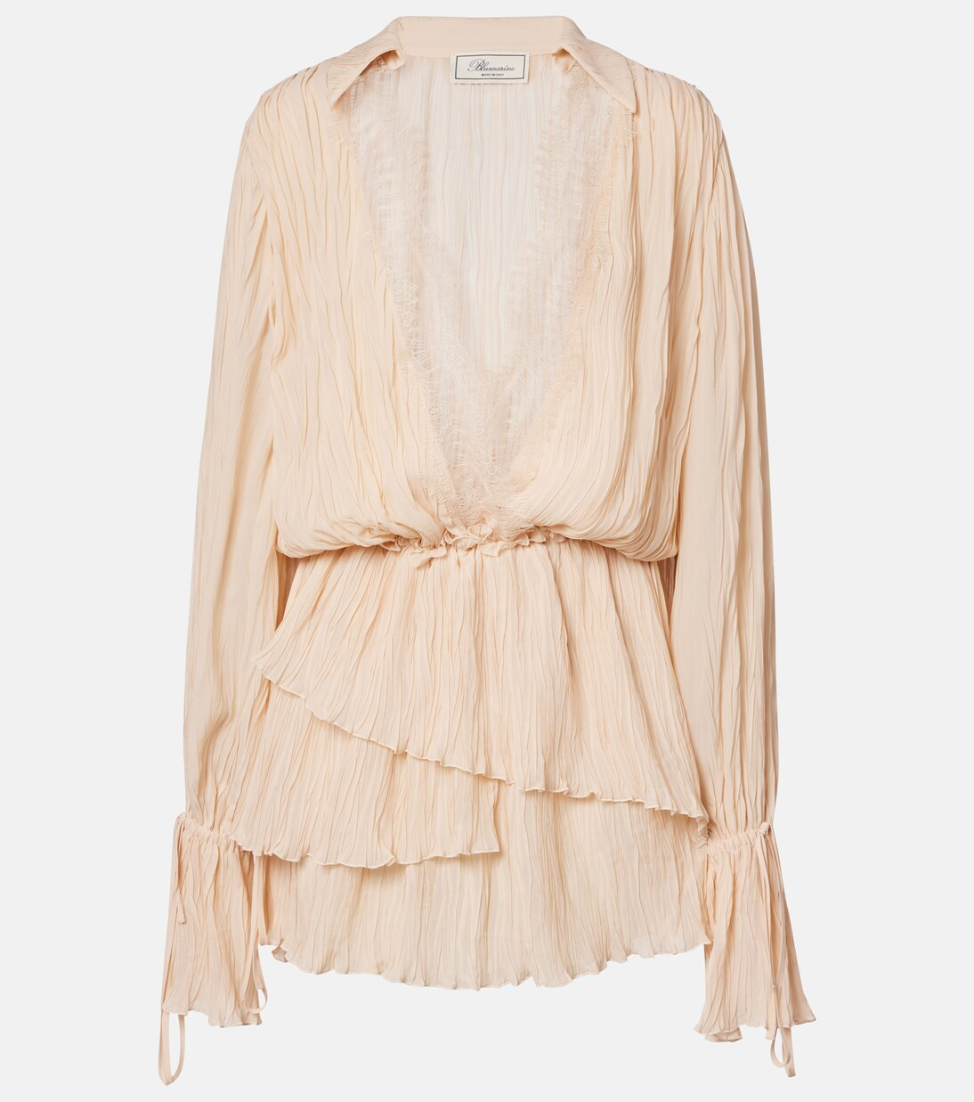 Lace-trimmed plissé georgette minidress | Mytheresa (US/CA)