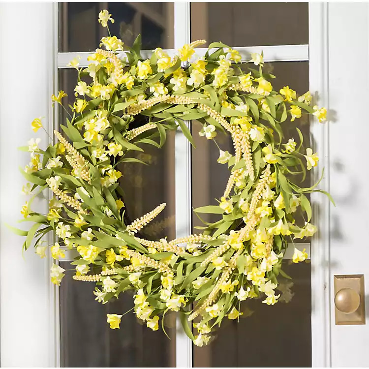 New! Yellow Wildflower and Leaf Wreath | Kirklands