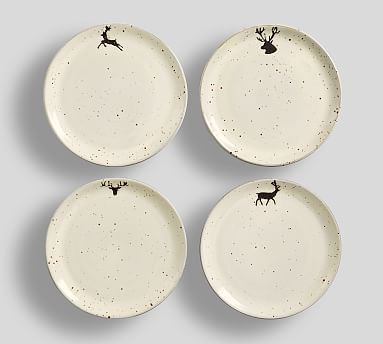 Rustic Reindeer Terracotta Salad Plates - Set of 4 | Pottery Barn (US)