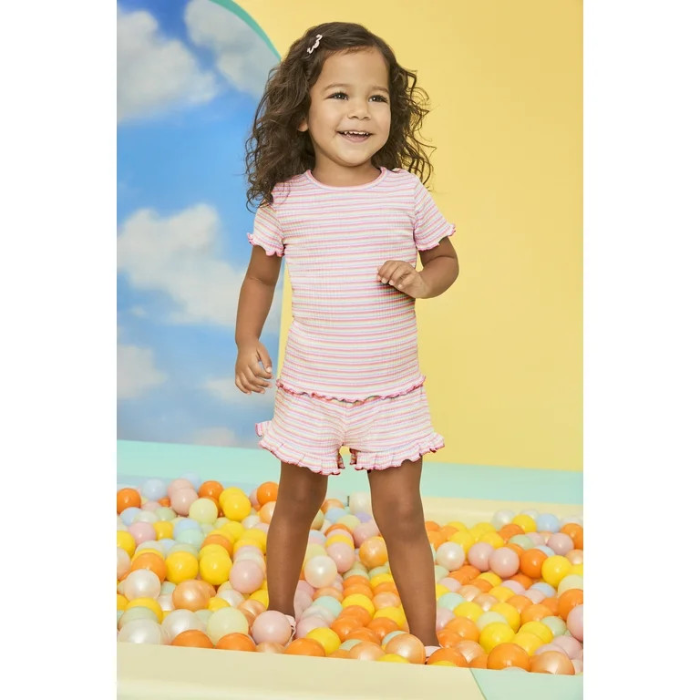 Garanimals Toddler Girl Ruffle Print Rib Shorts, Sizes 18M-5T | Walmart (US)