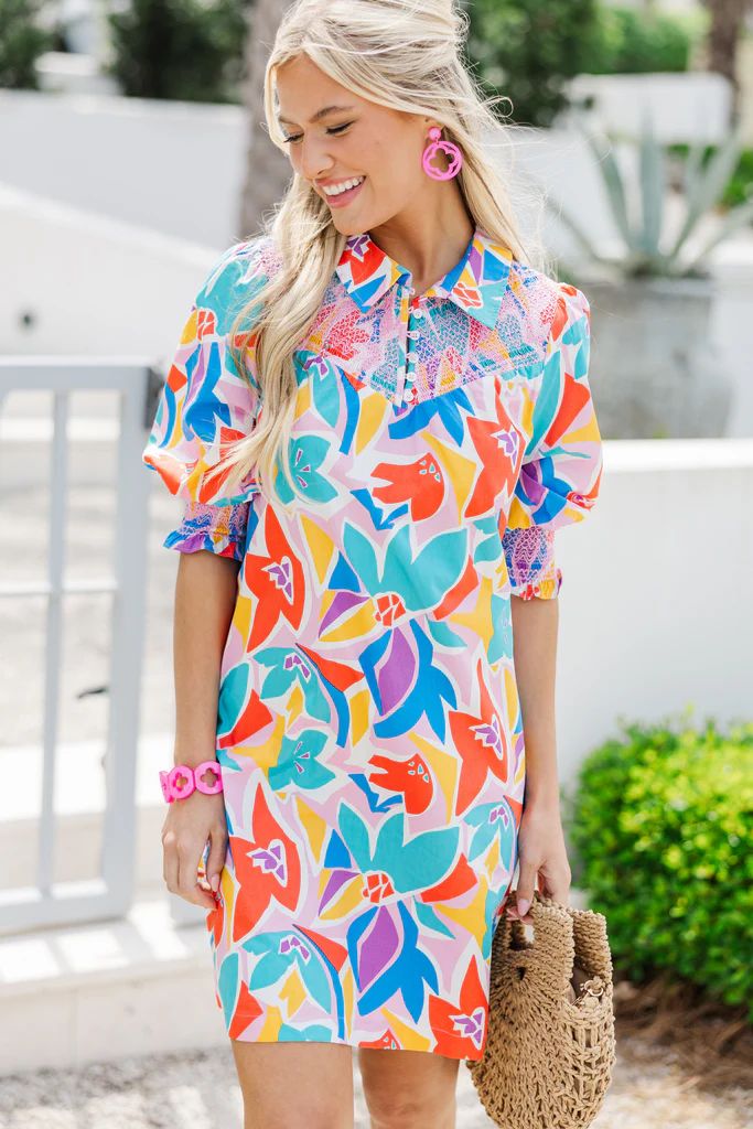 Fate: All My Life White Multi Abstract Dress | The Mint Julep Boutique