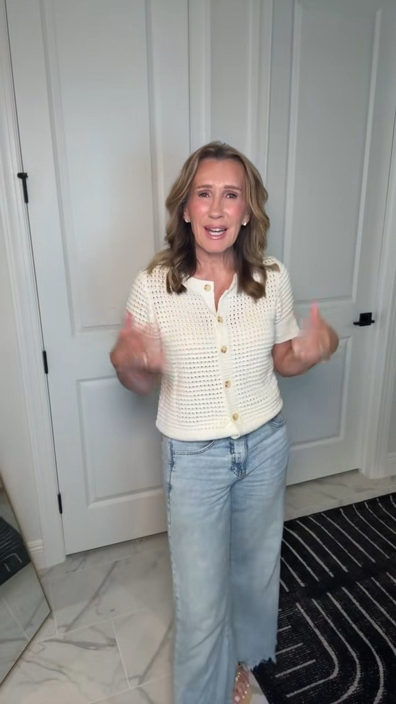 Love a crochet top!  😍 such a cute look for spring and summer!  ☀️ casual spring outfit 🌿 it comes in other colors.  I am in a small 

#LTKSeasonal #LTKOver40 #LTKootd