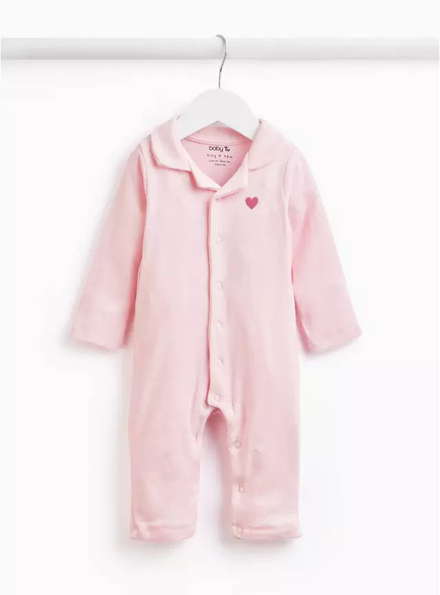 Pink Heart Towelling Romper 6-9 months | Tu Clothing
