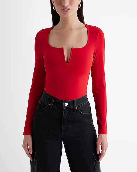 Body Contour High Compression V-Wire Long Sleeve Bodysuit | Express