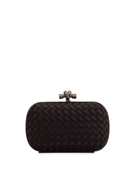 Bottega Veneta Woven Satin Knot Minaudiere, Black | Bergdorf Goodman