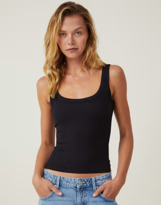 Cotton:On Staple rib double scoop tank in black | ASOS | ASOS (Global)