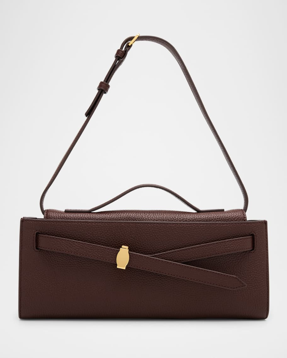 Dash Belted Grain Leather Clutch Bag | Neiman Marcus