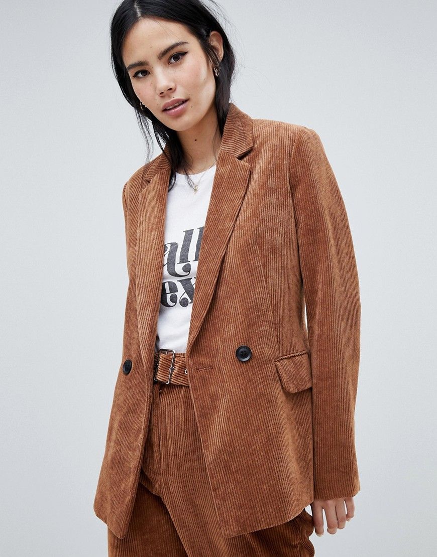 Bershka cord blazer in brown - Brown | ASOS US