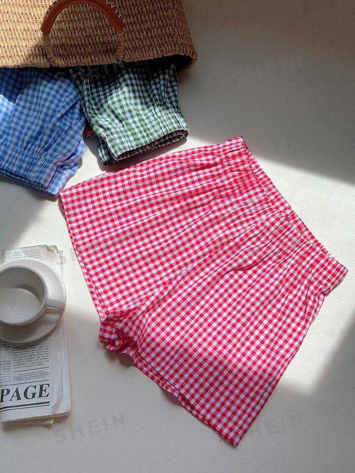 SHEIN Comfortcana 3pcs/Set Plaid Women Shorts Simple Daily Wear | SHEIN