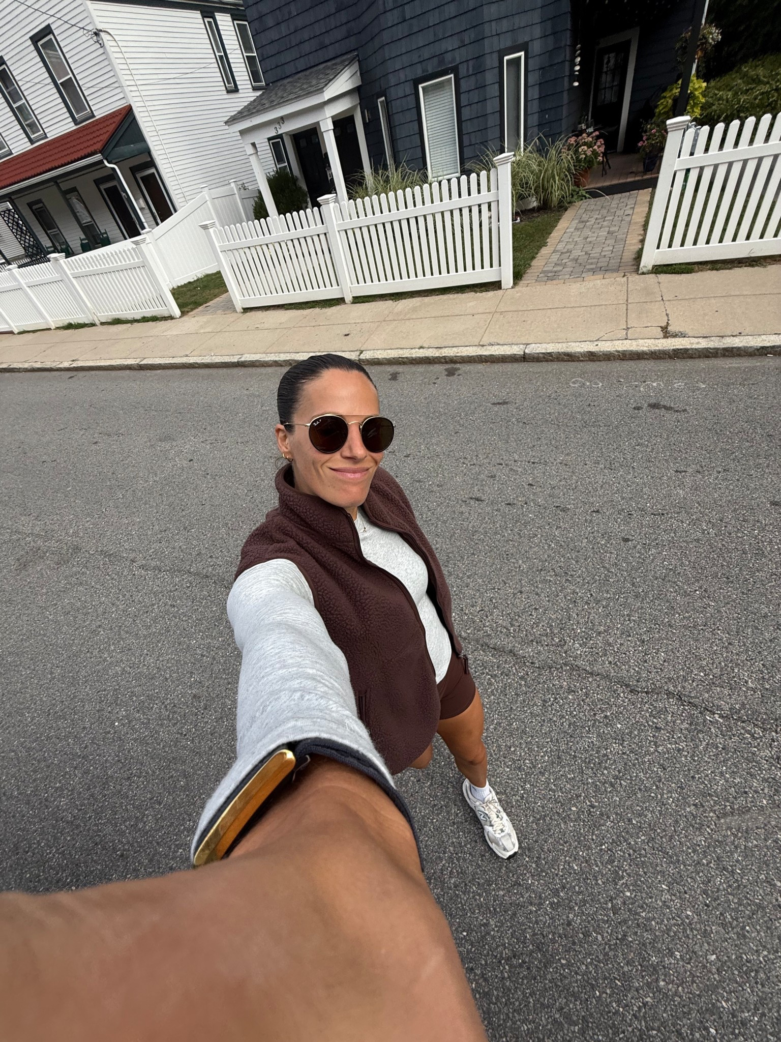 Perfect fall fit! Wearing small in vest and medium in long sleeve 