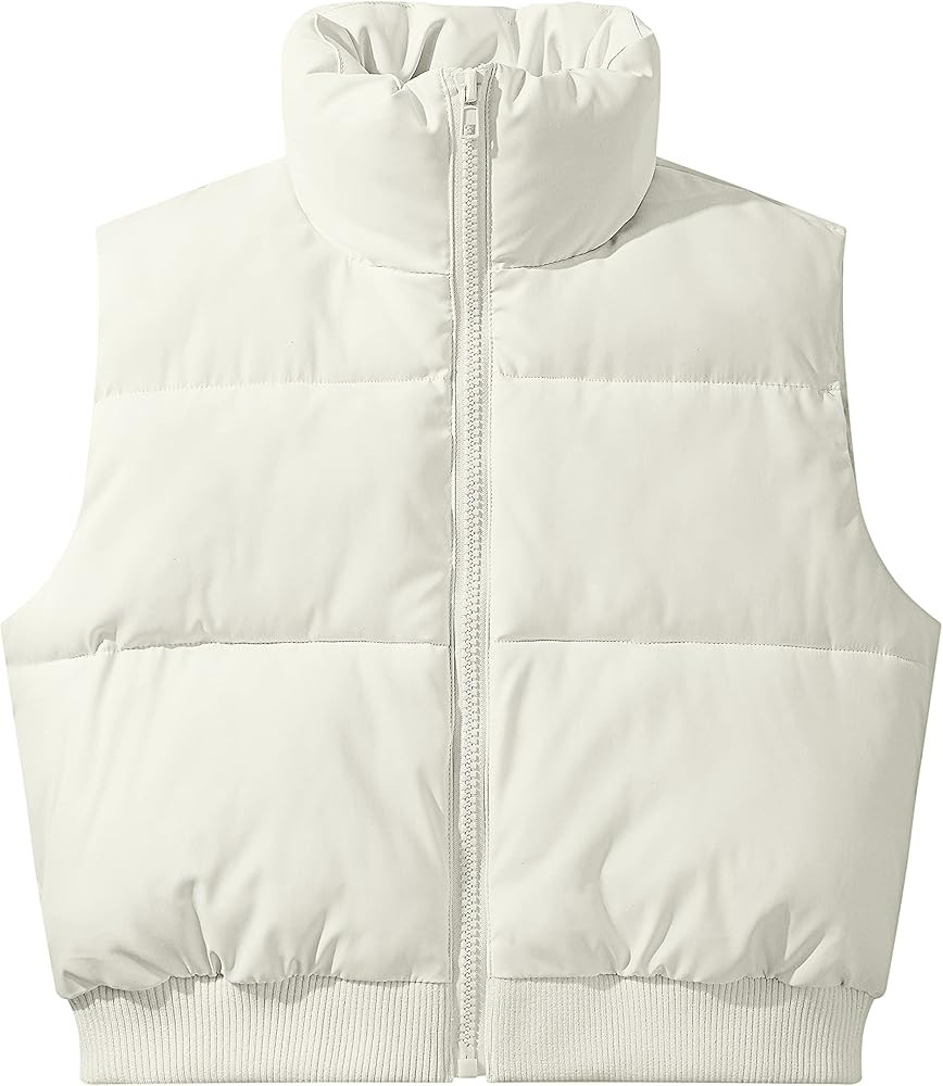 MEROKEETY Women's Crop Puffer Vest Lightweight Stand Collar Sleeveless Zip Up Padded Gilet Coat | Amazon (US)