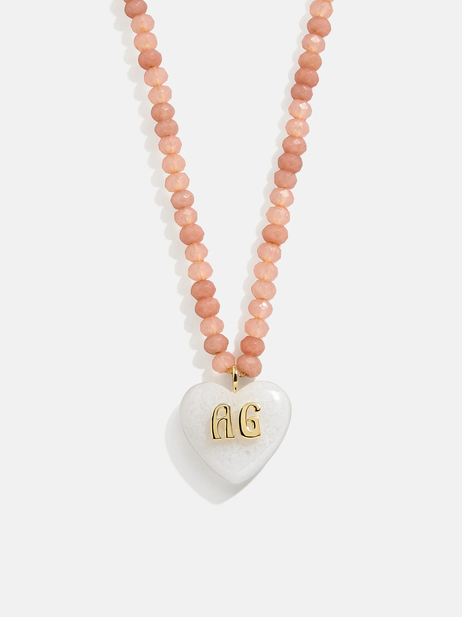 Semi-Precious Heart Custom Initial Necklace - White Quartz | BaubleBar